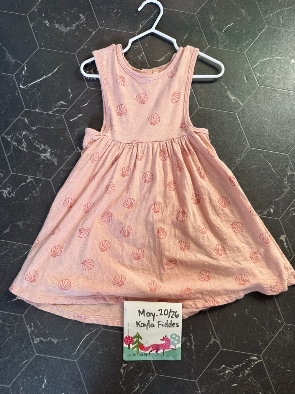 Rylee + Cru Pink Layla Shell-Print Sleeveless Cotton Dress